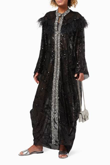 hover state of Queen of the Night Kaftan in Sequinned Mesh Fabric    