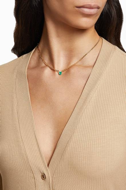 hover state of Solitaire Emerald Necklace in 18kt Yellow Gold