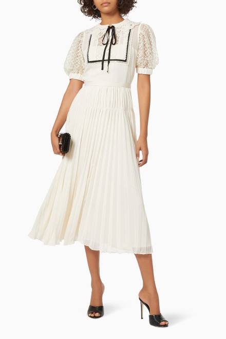 hover state of Lace Collar Midi Dress in Chiffon