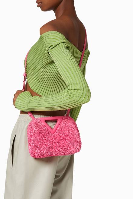 hover state of Small Point Top Handle Bag in Curly Raffia    