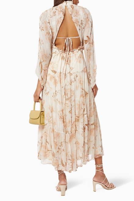 hover state of Nina Backless Tiered Midi Dress in Chiffon  