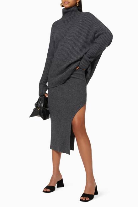 hover state of Elisa Skirt in Cashmere & Wool Ribbed Knit   