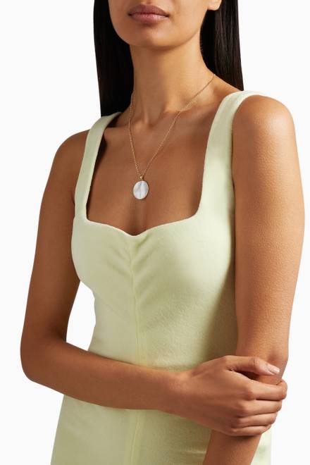 hover state of Disc Pendant Mother of Pearl Necklace in 18kt Yellow Gold