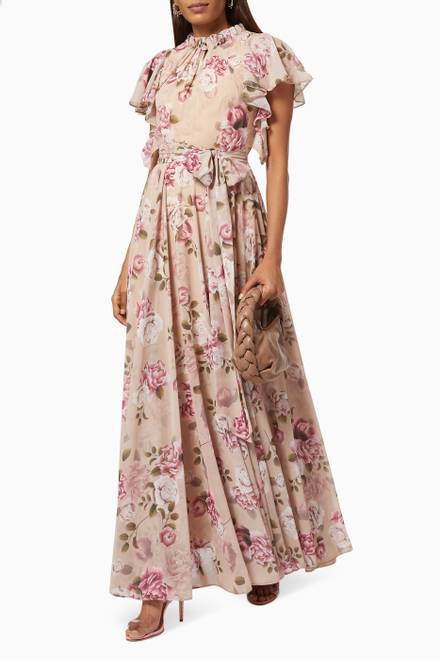 hover state of Floral Printed Dress with Belt