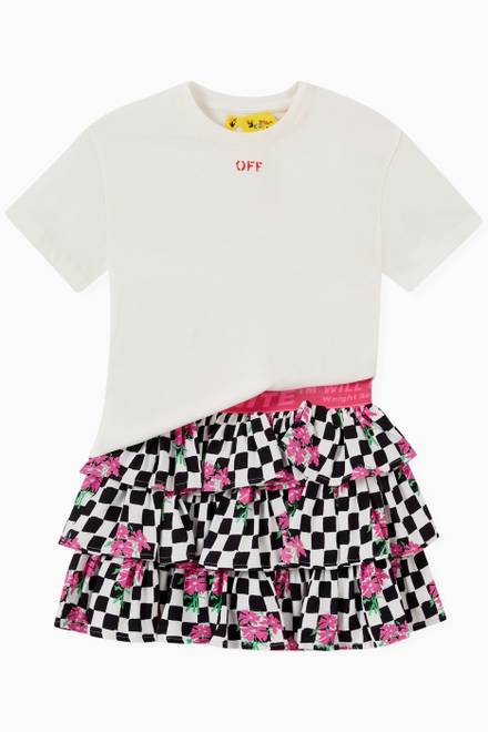 hover state of Chessboard Flowers Skirt in Viscose     