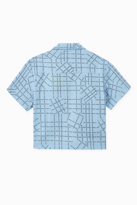 hover state of قميص قطن بوبلين بنقشة مربعات بشعار الماركة