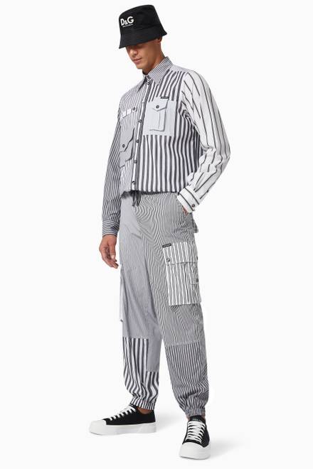 hover state of Multi-pocket Jogging Pants in Mix Stripe Cotton    