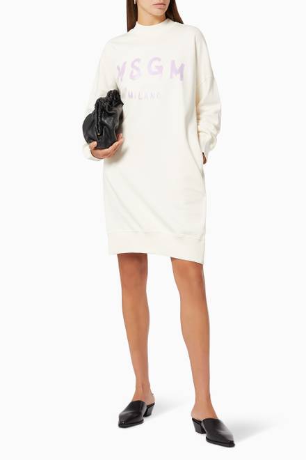hover state of Brushstroke Logo Sweatshirt Dress in Cotton Terry  