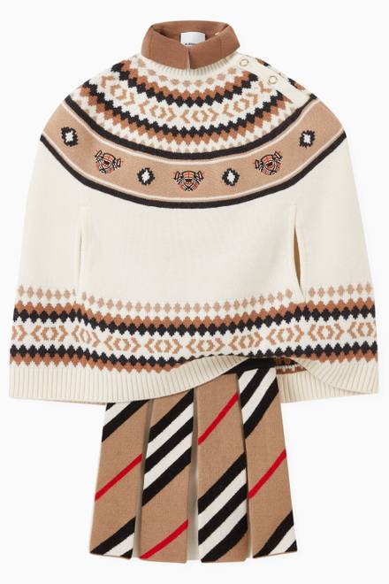 hover state of Poncho in Fair Isle Wool Cashmere    