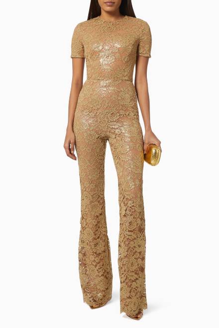 hover state of Metallic Lace Jumpsuit in Nylon   