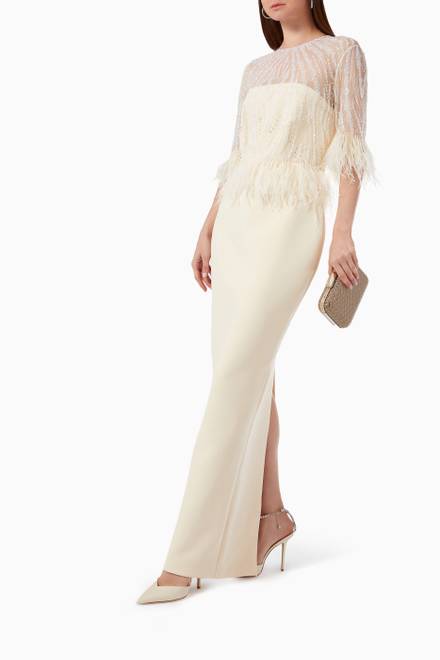 hover state of Cole Beaded Gown in Crepe  