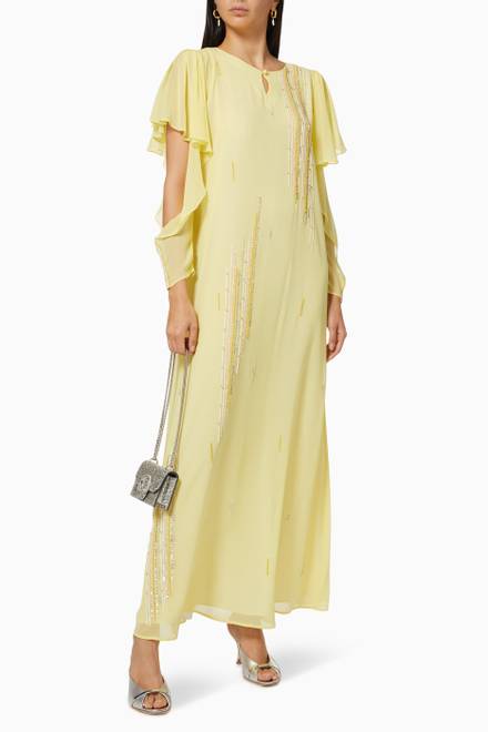 hover state of Ruffle Sleeves Dress in Beaded Chiffon  