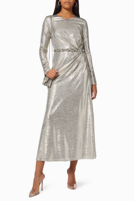 hover state of Front Twist Shimmer Dress  