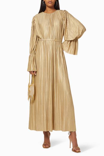 hover state of Shimmer Pleated Midi Dress  