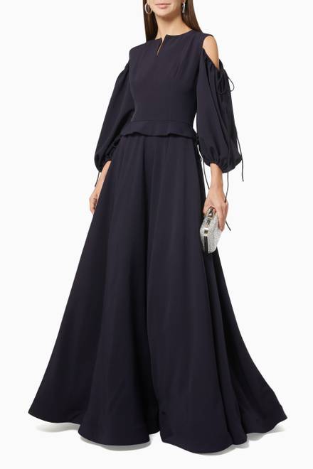 hover state of Cut Out Gown in Crepe  