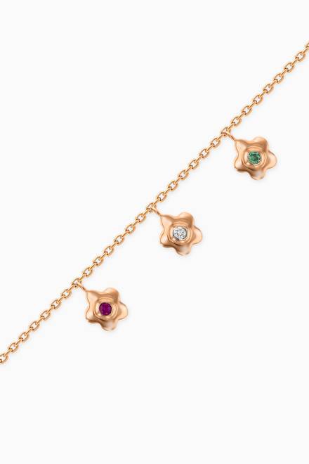 hover state of Ara Diamond & Precious Stones Strawberry Flower Bracelet in 18k Rose Gold  