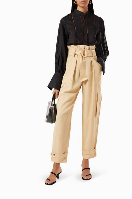 hover state of Matilda Utility Paperbag Pants in Linen 