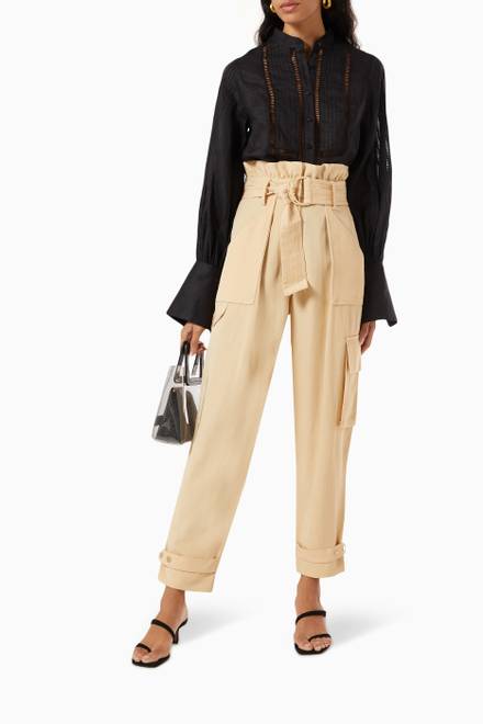 hover state of Ariella Pin Tuck Tuxedo Shirt in Linen 