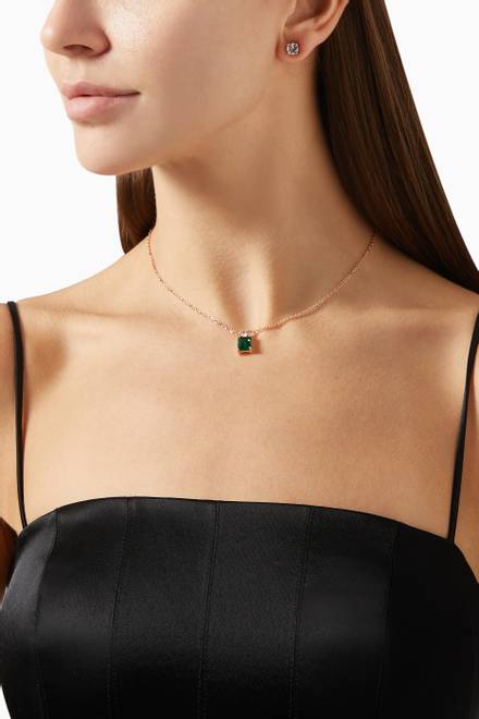 hover state of Emerald CZ Necklace & Stud Earrings Set   