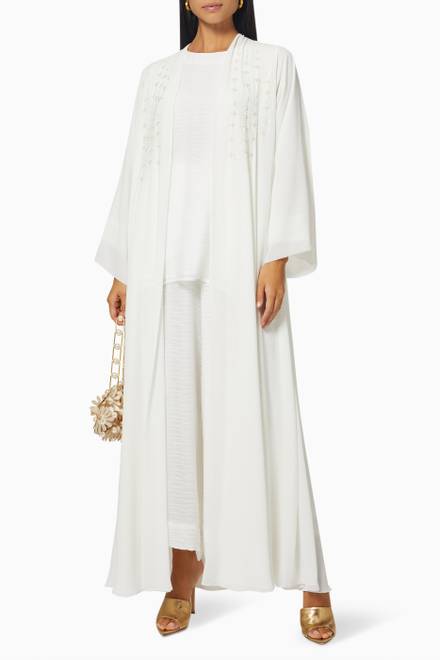 hover state of Embellished Abaya Set in Chiffon & Organza  
