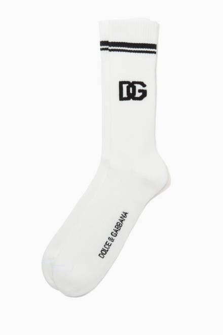 hover state of Jacquard DG Logo Socks in Ribbed Cotton  
