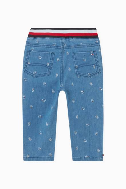hover state of Smiley Print Pants in Stretch Denim Blend  