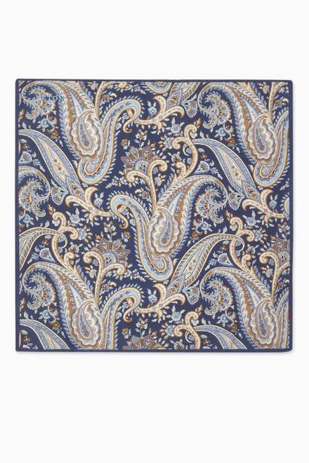 hover state of Paisley Pocket Square in Fuji Silk       