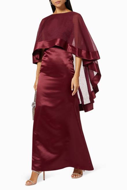 hover state of Asymmetric Cape Dress in Satin