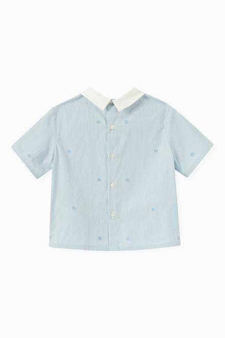 hover state of Shirt with Embroidery in Striped Cotton 