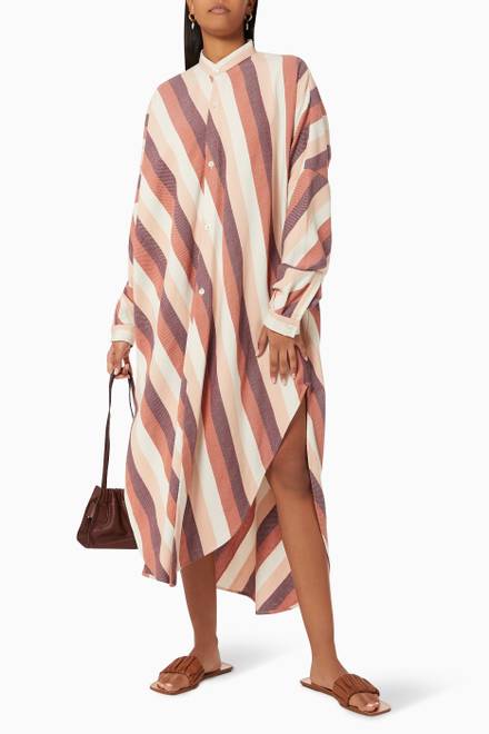 hover state of Nero Collar Oversized Shirt Dress in Cotton  