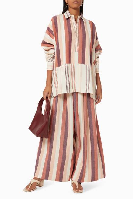 hover state of Striped Panelled Short Tunic in Cotton   