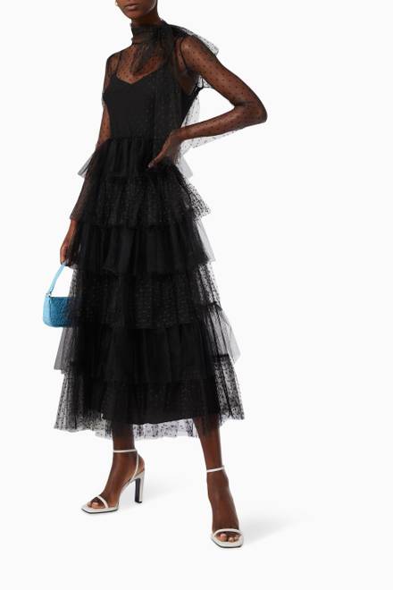 hover state of Tiered Dress in Point d'Esprit Tulle  