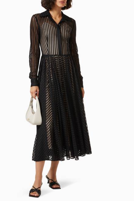 hover state of Pleated Lace Maxi Dress   