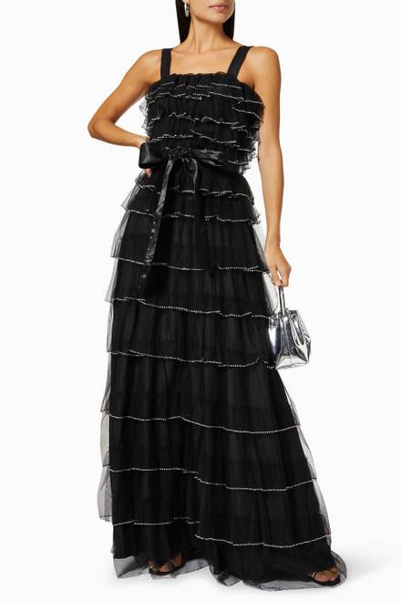 hover state of Ruffle Tiered Dress in Tulle   