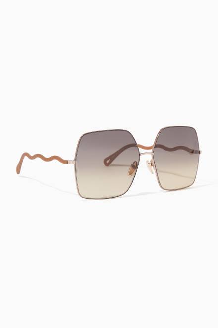 hover state of Oversized Square Sunglasses in Metal 