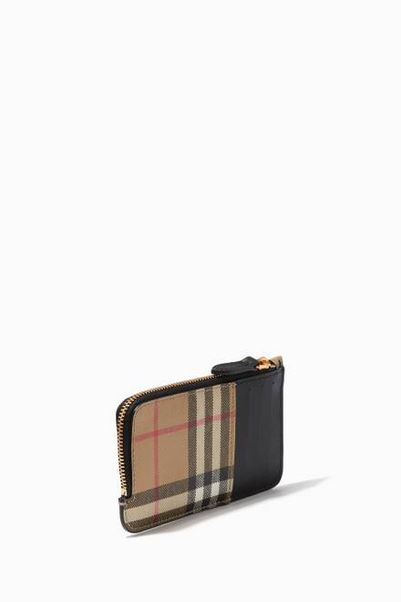 hover state of Zip Card Case in Vintage Check & Leather 