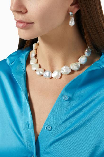hover state of Baroque Pearl Strand Necklace in 14kt Yellow Gold 