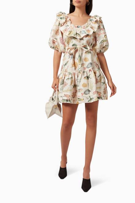 hover state of Wanda Frill Mini Dress in Organic Linen 
