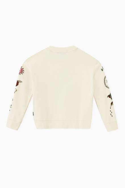 hover state of Boxy Fit Embroiderd Artwork Sweatshirt in Cotton Blend    