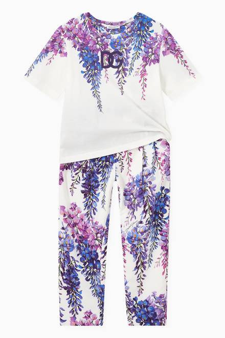 hover state of Wisteria Print T-shirt in Cotton Jersey