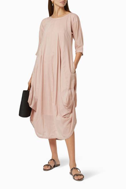 hover state of Cowl Draped Dress in Cotton 