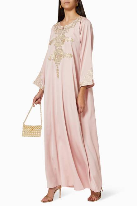 hover state of Embroidered Kaftan in Crepe Silk 