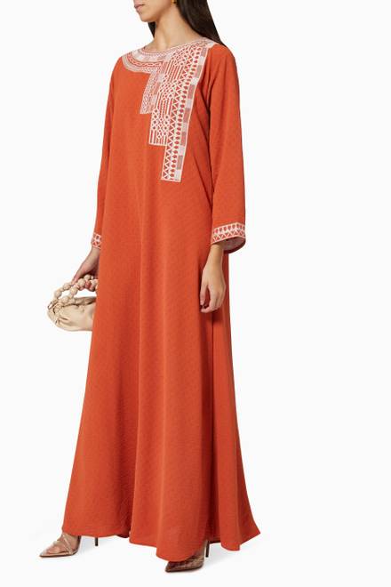 hover state of Embroidered Kaftan in Cotton Crepe  