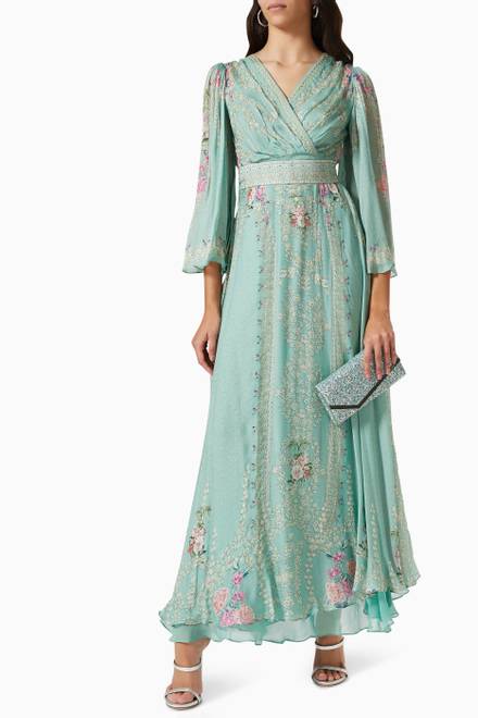 hover state of Floral Wrap-around Dress in Chiffon