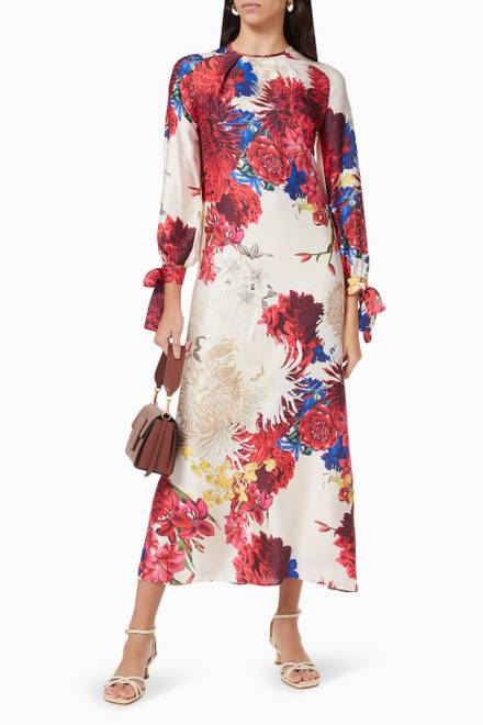 hover state of Floral Maxi Dress in Crepe  