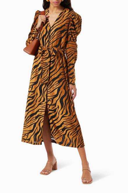 hover state of Animal Print Midi Dress in Viscose Blend 
