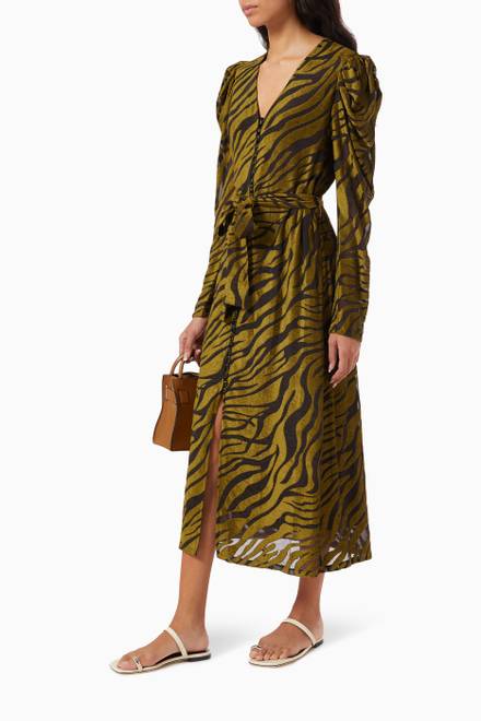hover state of Animal Print Midi Dress in Viscose Blend 