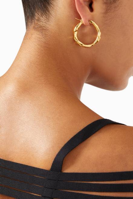 hover state of Waves Large Hoops in 18kt Gold Plated Brass       