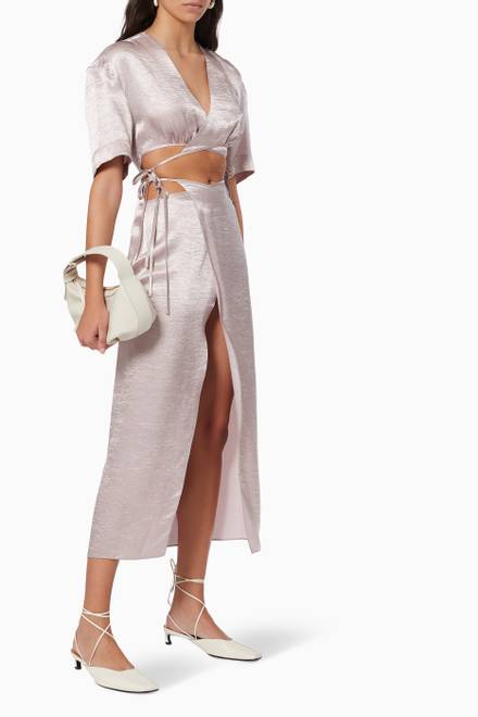 hover state of Wrap Skirt in Satin   