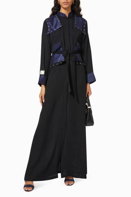 hover state of Abaya with Sheila & Belt in Crepe  